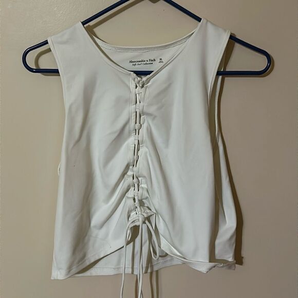 Abercrombie & Fitch Soft A&F Collection White Lace-Up Seamless Scuba Tank XL - Picture 1 of 6